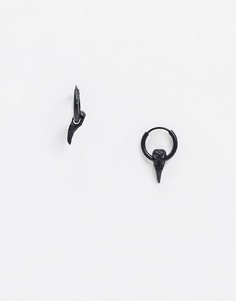 Черные серьги-кольца с подвеской Icon Brand-Черный