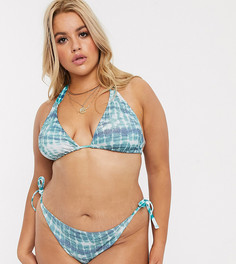 Трусы бикини с завязками по бокам и принтом тай-дай ASOS DESIGN curve-Мульти
