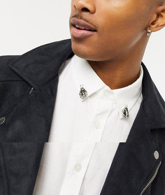 Серебристые уголки для воротника со змеиной отделкой Reclaimed Vintage inspired эксклюзивно для ASOS-Серебряный