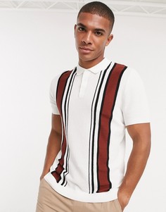 Светлая футболка-поло с бордовыми полосками Topman-Красный