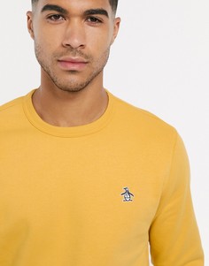 Желтый свитшот с круглым вырезом и логотипом Original Penguin