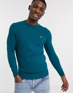Джемпер из хлопка и мериносовой шерсти с круглым вырезом Lyle & Scott-Синий