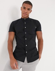 Черная оксфордская рубашка с короткими рукавами Topman-Черный