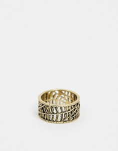 Золотистое кольцо с отделкой в виде листка ASOS DESIGN-Золотой