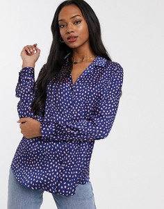 Свободная атласная рубашка с принтом и длинными рукавами ASOS DESIGN-Мульти