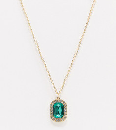 Ожерелье с зеленой подвеской-камнем ASOS DESIGN Curve-Золотой