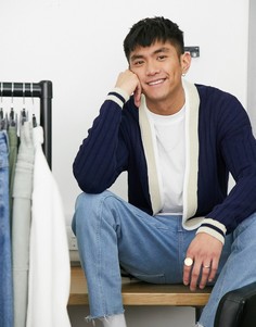 Темно-синий кардиган в университетском стиле без застежек ASOS DESIGN