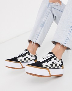 Кроссовки в шахматную клетку Vans Old Skool Stacked-Мульти