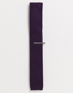 Однотонный трикотажный галстук и зажим для галстука Ben Sherman-Фиолетовый