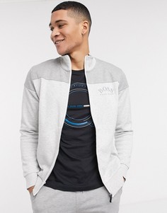Свитшот классического кроя на молнии BOSS Athleisure-Серый