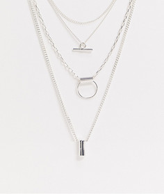 Серебристое многослойное колье ASOS DESIGN-Серебряный