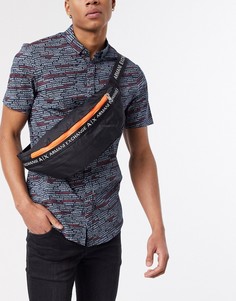 Черная нейлоновая сумка-кошелек на пояс с отделкой кантом с логотипом Armani Exchange-Черный