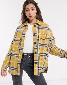 Куртка горчичного цвета в клетку Bershka-Желтый