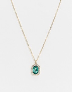 Золотистое ожерелье с зеленым камнем ASOS DESIGN-Золотой