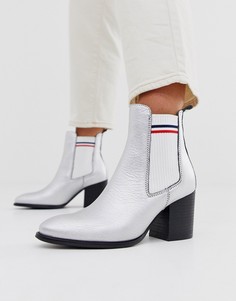 Кожаные ботинки челси на среднем каблуке Tommy Hilfiger-Серебряный