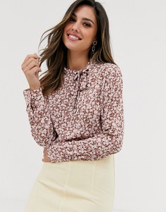 Блузка с завязкой на бант и цветочным принтом Vila-Красный