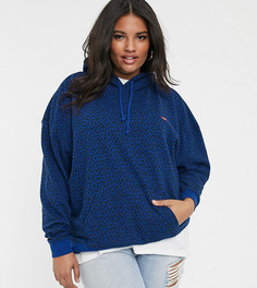 Худи с леопардовым принтом Levis Plus-Синий