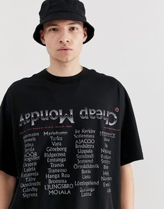 Черная oversize-футболка с принтом Cheap Monday-Черный