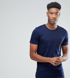 Футболка в полоску с контрастным карманом Selected Homme-Темно-синий