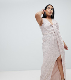 Платье макси с отделкой пайетками ASOS DESIGN Curve-Мульти