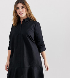 Платье-рубашка мини с баской ASOS DESIGN Curve-Черный