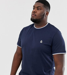 Темно-синяя футболка с круглым вырезом, окантовкой и логотипом Original Penguin Big & Tall-Темно-синий