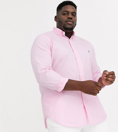 Розовая окрашенная приталенная рубашка с пуговицами и логотипом Polo Ralph Lauren Big & Tall-Розовый