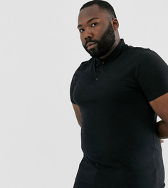 Удлиненная трикотажная футболка-поло черного цвета ASOS DESIGN Plus-Черный