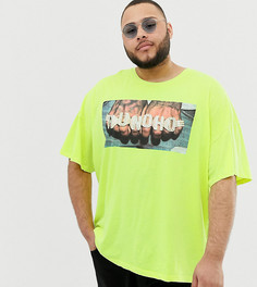 Неоновая oversize-футболка с принтом "Migos Huncho" ASOS DESIGN Plus-Зеленый