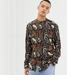 Рубашка стандартного кроя с принтом пейсли ASOS DESIGN Tall-Черный