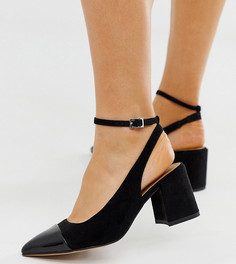 Черные туфли для широкой стопы, на среднем каблуке и с острым носком ASOS DESIGN Squire-Черный
