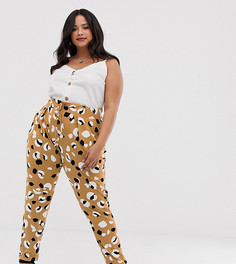 Повседневные брюки со звериным принтом и широким поясом ASOS DESIGN Curve-Мульти