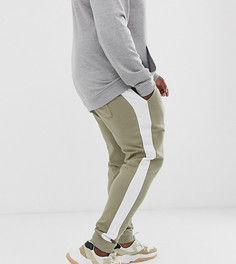 Джоггеры скинни светлого цвета хаки с полосой по бокам ASOS DESIGN Plus-Зеленый