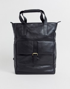 Черный кожаный рюкзак с ручками ASOS DESIGN