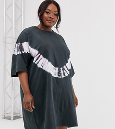 Платье-футболка в стиле oversized с принтом тай-дай ASOS DESIGN Curve-Мульти