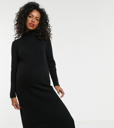 Платье миди с разрезом сбоку ASOS DESIGN Maternity-Черный