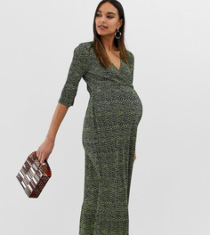 Чайное плиссированное платье миди в горошек ASOS DESIGN Maternity-Мульти