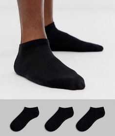 3 пары черных спортивных носков Selected Homme-Черный