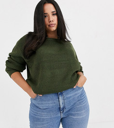 Джемпер цвета хаки с открытыми плечами Missguided plus-Зеленый