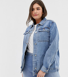 Синяя выбеленная джинсовая куртка ASOS DESIGN Curve-Синий