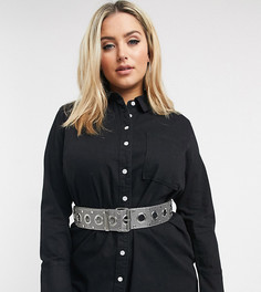 Серебристый ремень с люверсами ASOS DESIGN Curve-Серебряный