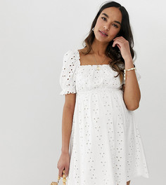 Платье мини с вышивкой ришелье ASOS DESIGN Maternity-Белый