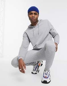 Серый меланжевый спортивный костюм с худи ASOS DESIGN