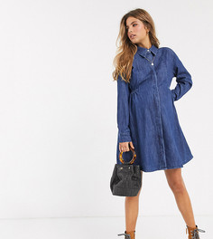 Синее джинсовое платье-рубашка с присборенной отделкой ASOS DESIGN Maternity-Синий