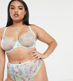 Зеленый бюстгальтер без подкладок с принтом тай-дай Savage x Fenty Plus Size glisenette