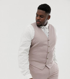 Бежевый зауженный жилет из эластичного хлопка ASOS DESIGN Plus wedding