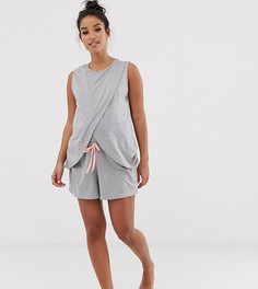 Пижама для кормления с запахом и шортами эксклюзивно для ASOS DESIGN Maternity-Серый