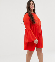 Свободное платье мини с расклешенными рукавами ASOS DESIGN Curve-Красный