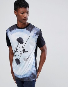 Свободная удлиненная футболка с принтом ASOS DESIGN-Черный