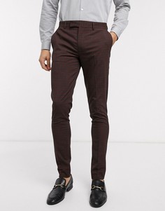 Бордово-серые брюки скинни в клетку ASOS DESIGN wedding-Красный
